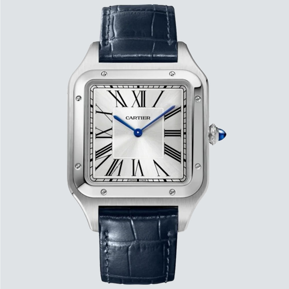 Cartier Reloj Santos-Dumont Piel de Caimán Azul Marino 46,6x33,9mm