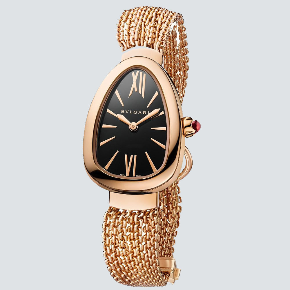 Bulgari Reloj Serpenti Chain Oro Rosa Esfera Negra 27mm plazavendome