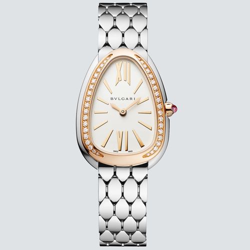 Bulgari Reloj Serpenti Seduttori de Acero Bisel con Diamantes en Oro Rosa 18k 33mm