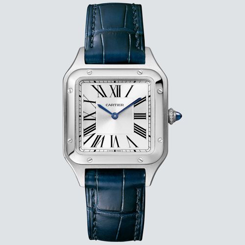 Cartier Reloj Santos-Dumont Acero y Correa de Piel Azul 38 mm