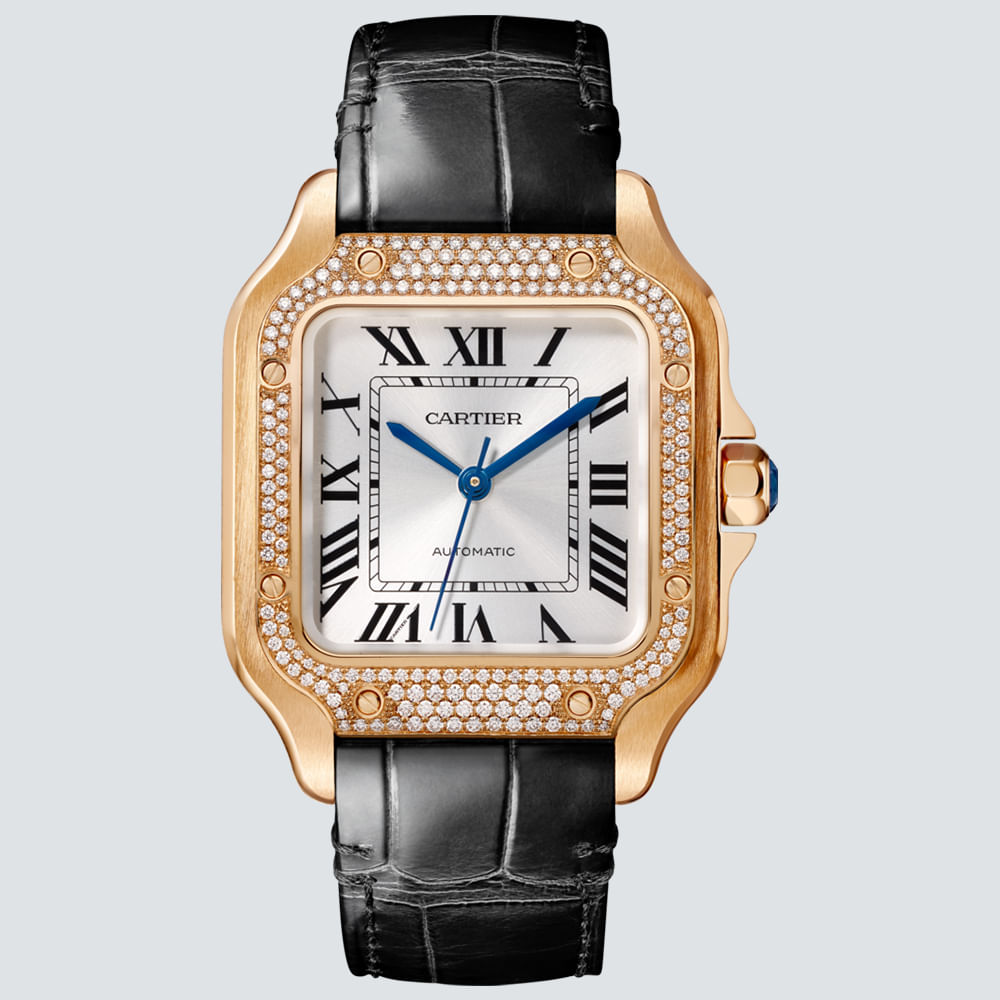 Propio eslogan A pie Cartier Reloj Santos de Cartier en Oro Rosa 18k y Diamantes 35,1 mm -  plazavendome