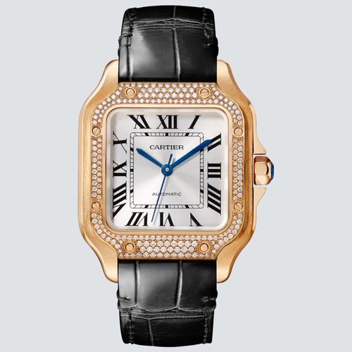 Cartier Reloj Santos de Cartier en Oro Rosa 18k y Diamantes 35,1 mm