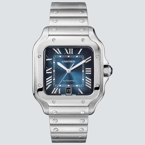 Cartier Reloj Santos de Cartier Acero con Correa Intercambiable y Dial Azul 39,8 mm
