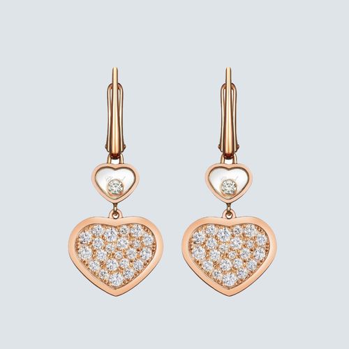 Chopard Aretes Happy Hearts con Diamantes en Oro Rosa 18k