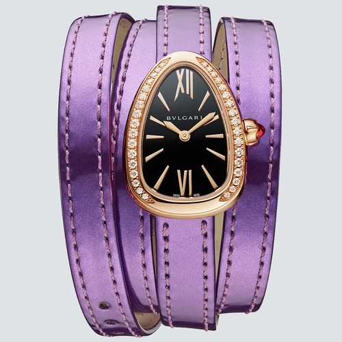 Bvlgari Reloj Serpenti Oro Rosa y Diamantes Correa Violeta 27mm