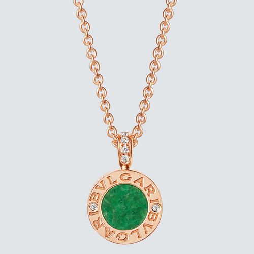 Bulgari Collar Bvlgari Bvlgari con Jadé Verde y Pavé de Diamantes en Oro Rosa 18k