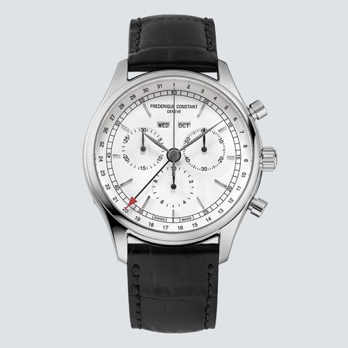 Frederique Constant Reloj Classics Quartz Chronograph Triple Calendar Dial Blanco 40mm