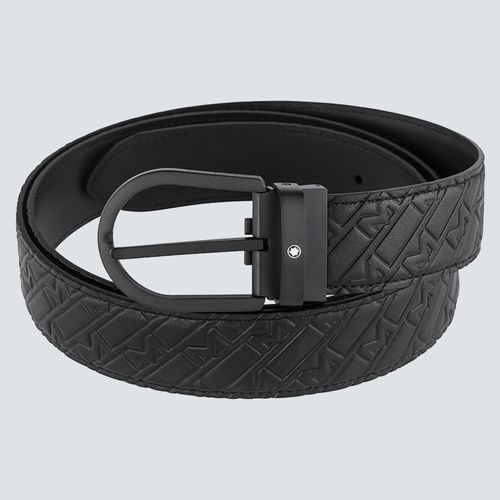 Montblanc Cinturón Hebilla de Herradura Color Negro 35mm