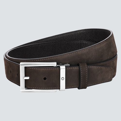 Montblanc Cinturón de Cuero Reversible Negro/Marrón de 35mm