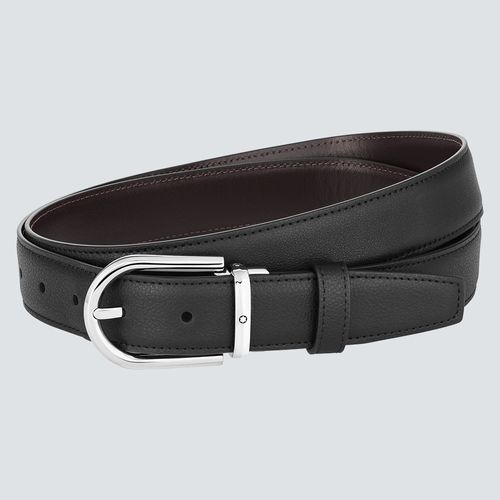 Montblanc Cinturón reversible de Piel negra y Marrón de 30 mm