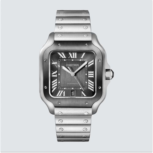 Cartier Reloj Santos Brazalete de Metal y Correa de Caucho Negra Intercambiables 39,8 mm