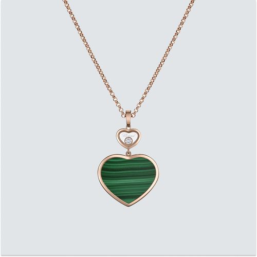 Chopard Collar Happy Hearts Oro Rosa Ético Diamante Malaquita